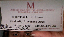Billet de l’exposition de Warhol